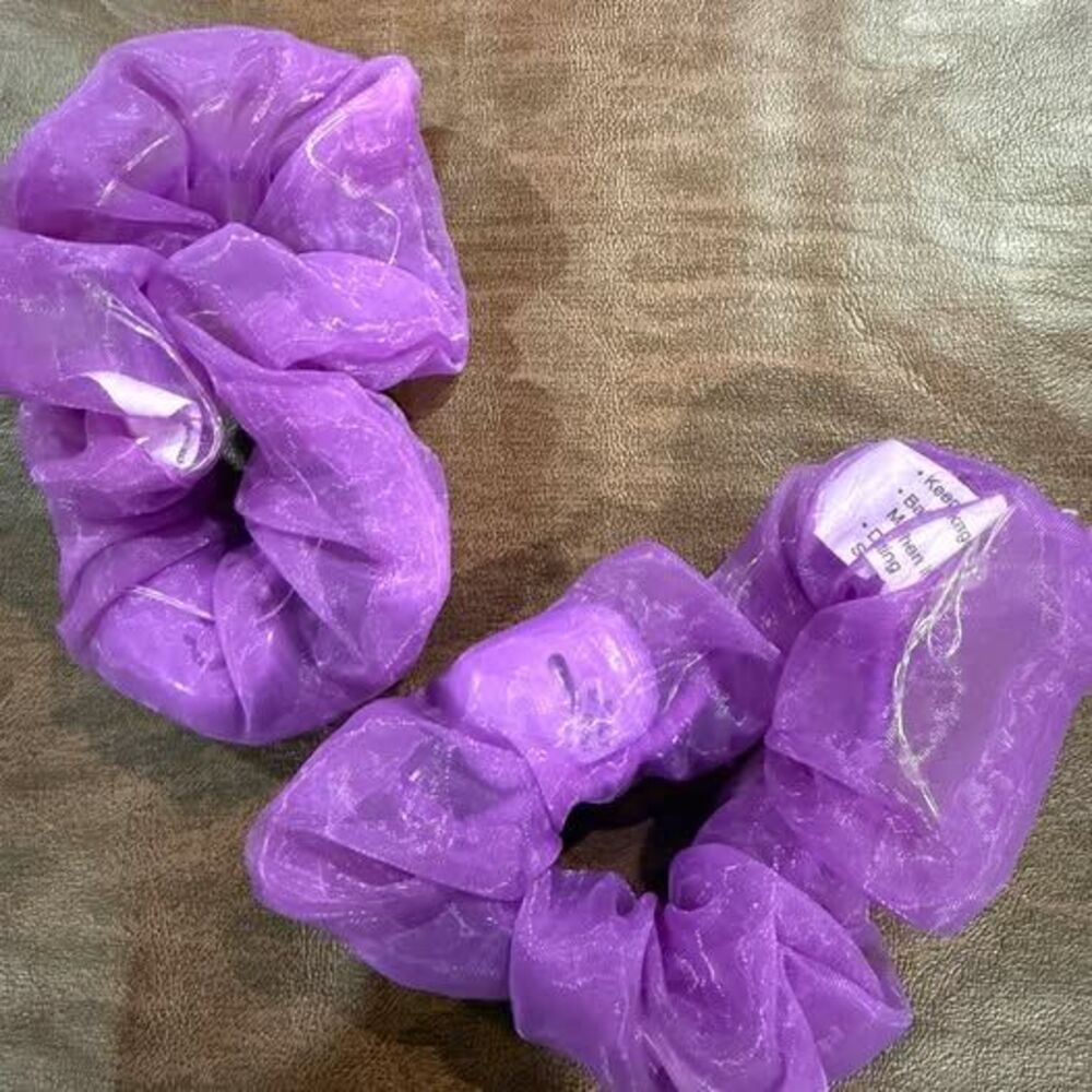 Set of 2 Purple LED Light-Up Organza Scrunchies
